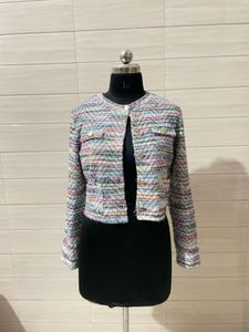 tweet Chic Textured Cropped Jacket