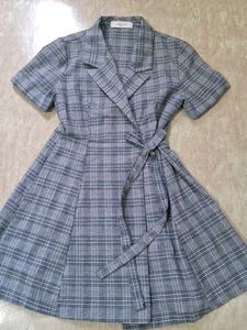 Plaid Wrap Dress with Belt