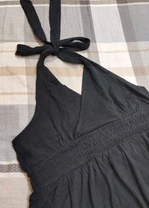 Black A-Line Halter Neck Dress