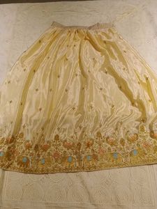 Ivory &amp; Red Embroidered Lehenga Choli with Dupatta