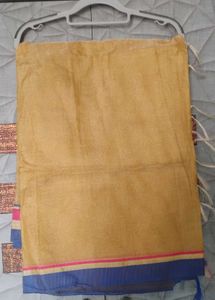 Elegant Yellow Saree with Blue Border