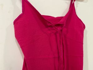 Y2K Hot Pink Tie-Front Cami Top