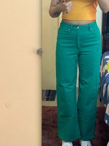 H&amp;M Green Wide-Leg Jeans