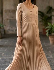 Elegant Beige Pleated dress