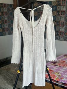 🔥Cream Knit Dress with Tie Back🔥