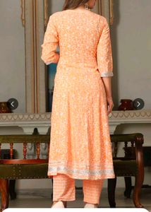 Peach Anarkali Kurta Set with Dupatta