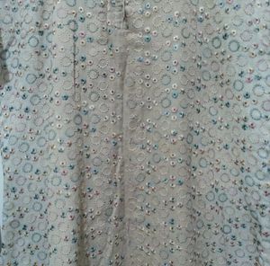 Hakoba embroidered work beige Kurta