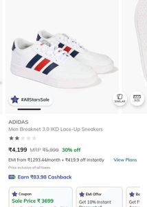 Adidas Men Breaknet 3.0 IKD Lace-Up Sneakers