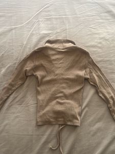 Ruched Drawstring Collared Top