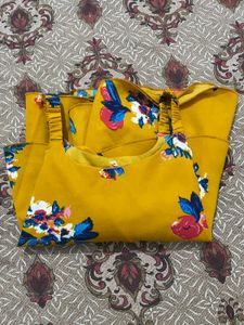 Stylish Yellow Floral Tiered Top