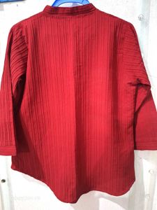 Red Textured Kurta