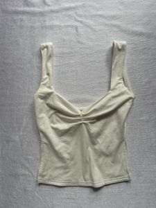 White Ruched Sweetheart Neckline Tank Top