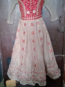 Red Embellished Ethnic Gown Chain Damage