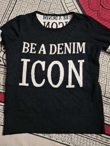 Black Graphic Print Sweater