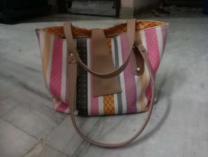 Combo 2 Chic Striped Tote Office and College Bag
