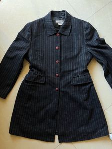 Striped Coat with Pink Buttons
