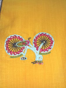 Yellow Embroidered Bicycle Saree
