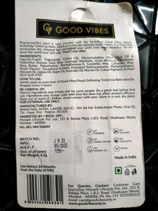 Good Vibes Peach and Cherry Lip Balm SPF15
