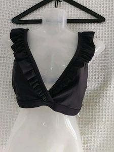 old navy Stylish Black Ruffled Bikini Top