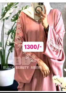 Embroidered Abaya - Pink