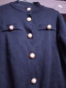 black Pearl Button Cardigan