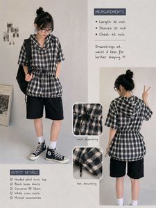 Em Polham Hooded Plaid Longline Shacket