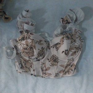 Floral Corset Top with Ruffles
