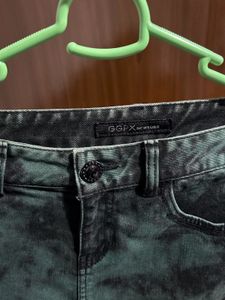 Vintage Green Wash Denim Mini Skirt