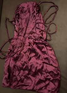 Satin Cowl Neck Backless Mini Dress