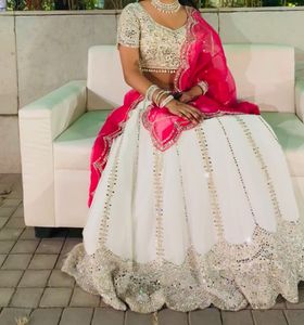 Sparkly White &amp; Pink Lehenga Choli