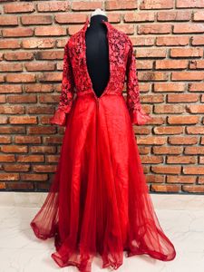 Elegant Red Lace Gown