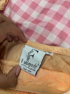 Embroidered Beige Spaghetti Strap Kurta