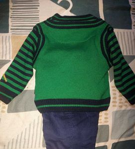 Cute Panda Sweater and corduroy Pants Set