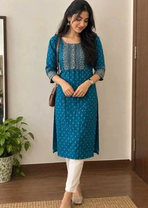 Beautiful Teal Kurta with Intricate Print