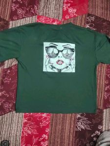 Green T-Shirt with Graphic Pocket