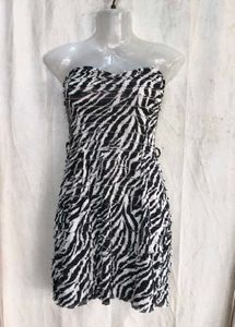 91810. Zebra Print Strapless Mini Dress