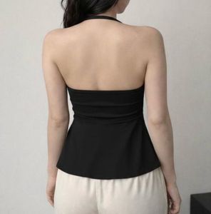 Chic Black Halter Neck Peplum Top