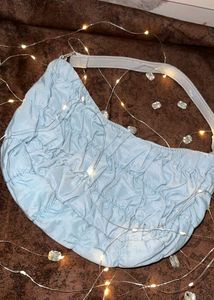 Light Blue Ruched Shoulder Bag