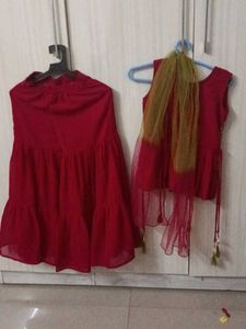 Red Embellished sharara Set