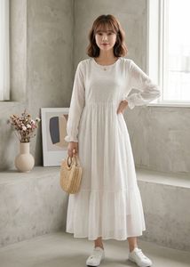 Elegant White Swiss Dot abaya