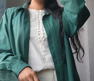 Oversized Green Button-Down Shirt