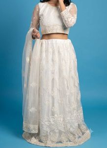 Elegant White Embroidered Lehenga Set