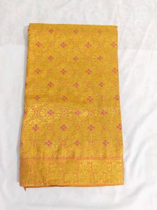 Elegant Yellow &amp; Magenta Brocade Saree