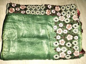 Designer Green Embellished Saree