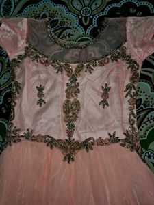 Stunning Peach Embellished Gown with Dupatta 💫