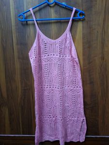 Pink Crochet Swim Cover-Up