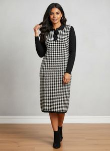 Houndstooth Midi Dress