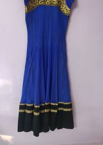 Blue Golden Anarkali Beautiful Gown