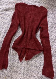 Sparkly Red Button-Up Cardigan