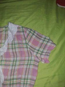 Chic Plaid Wrap Top with Lace Detail